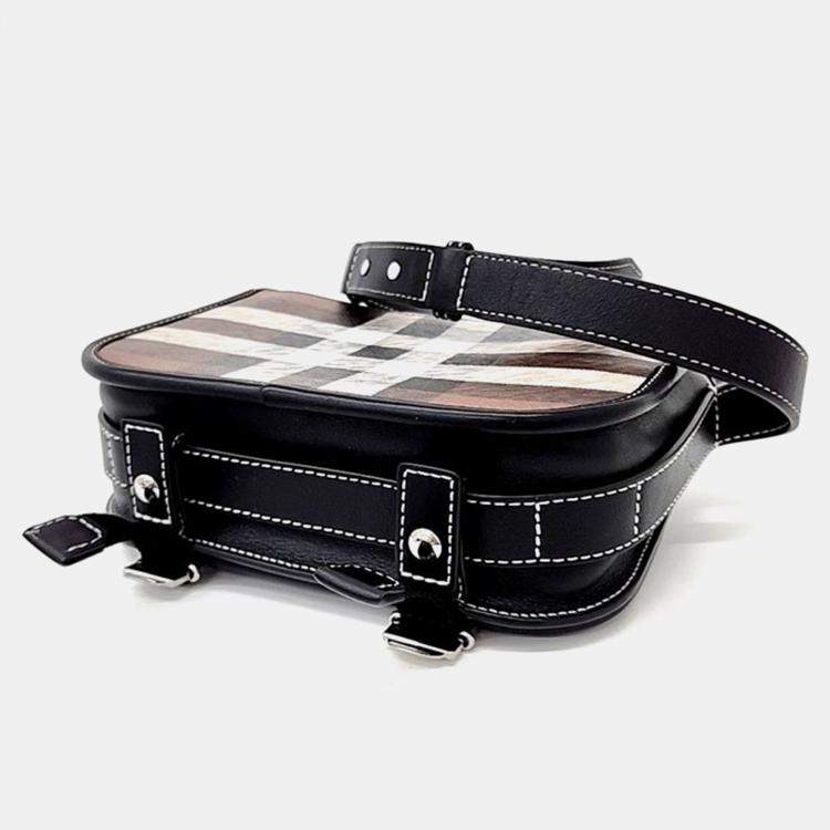 Pre Owned Burberry Multicolour Canvas and Leather Crossbody Bag
