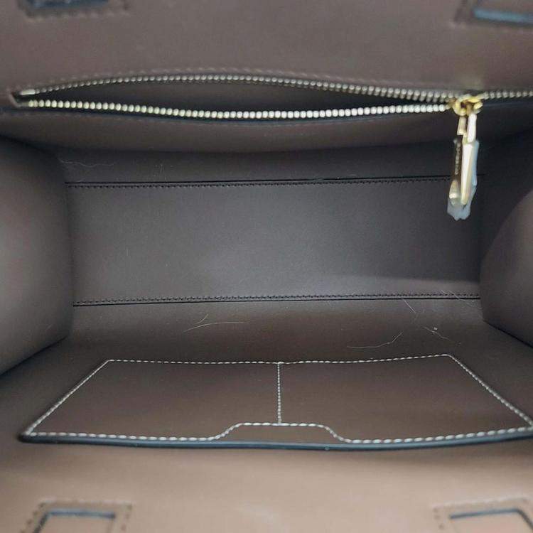 Pre Owned Burberry Ivory/Brown Leather and Canvas Mini Frances Tote Bag