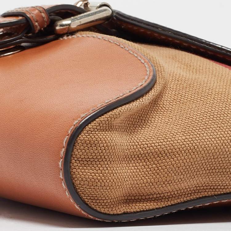 Pre Owned Burberry Brown Mega Check Canvas and Leather Henham Crossbody Bag