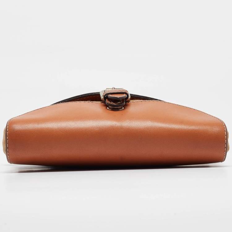 Pre Owned Burberry Brown Mega Check Canvas and Leather Henham Crossbody Bag