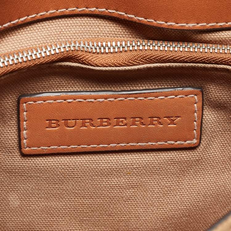 Pre Owned Burberry Brown Mega Check Canvas and Leather Henham Crossbody Bag