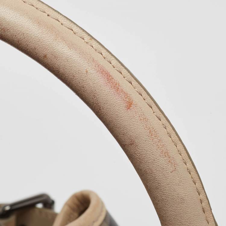 Pre Owned Burberry Smoke Check Coated Canvas and Leather Walden Tote