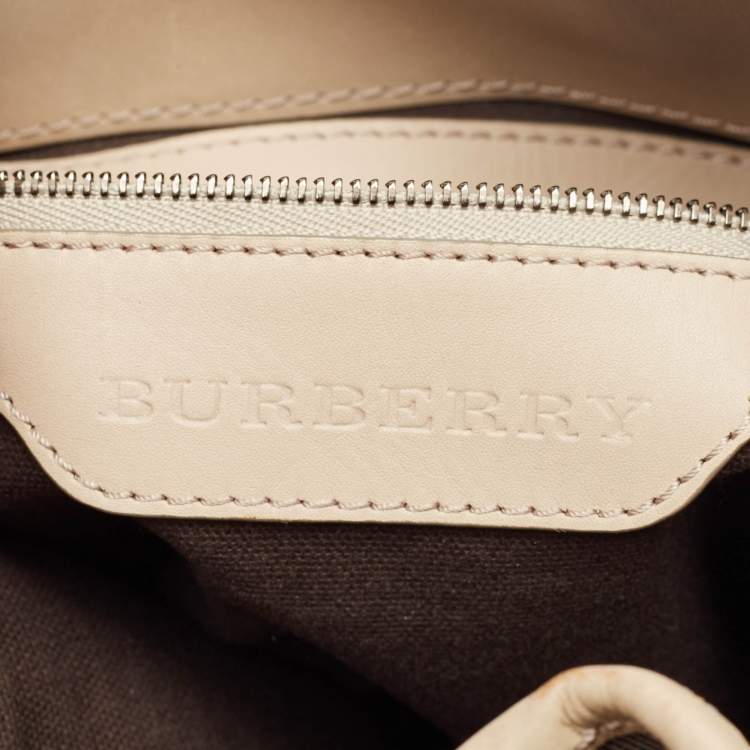 Pre Owned Burberry Smoke Check Coated Canvas and Leather Walden Tote