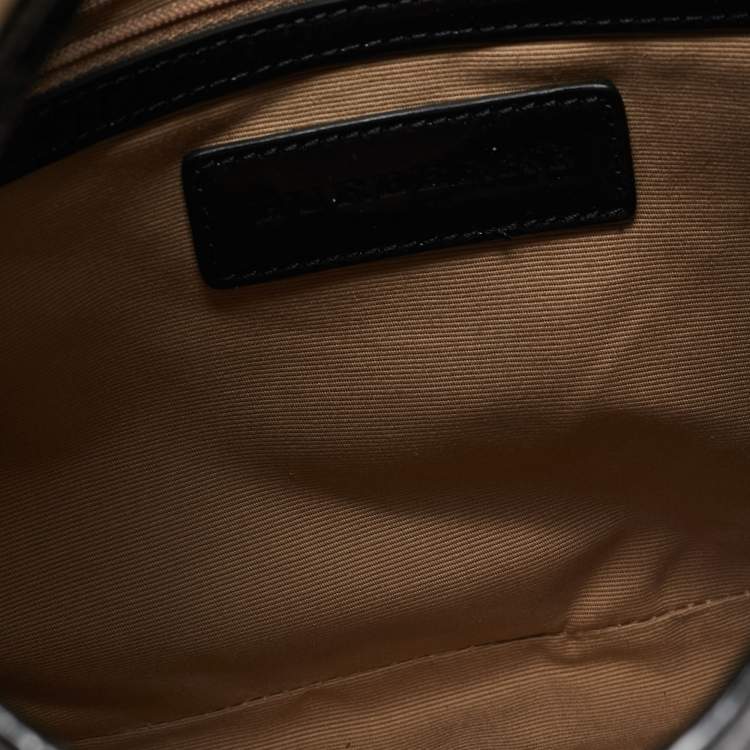 Pre Owned Burberry Black/Beige Nova Check PVC and Patent Leather Brooke Hobo