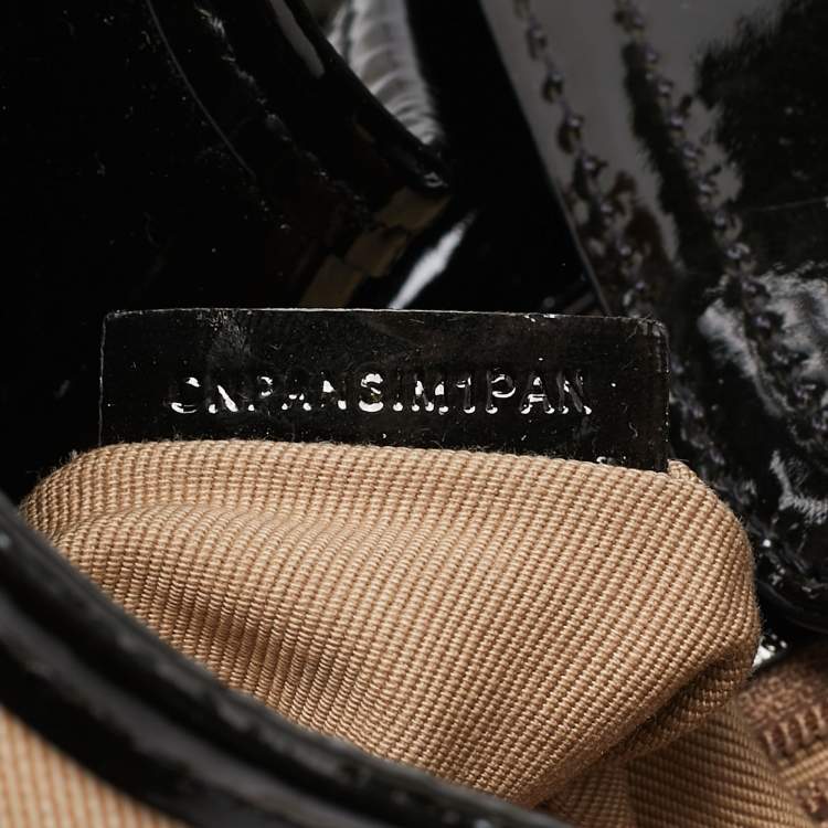 Pre Owned Burberry Black/Beige Nova Check PVC and Patent Leather Brooke Hobo