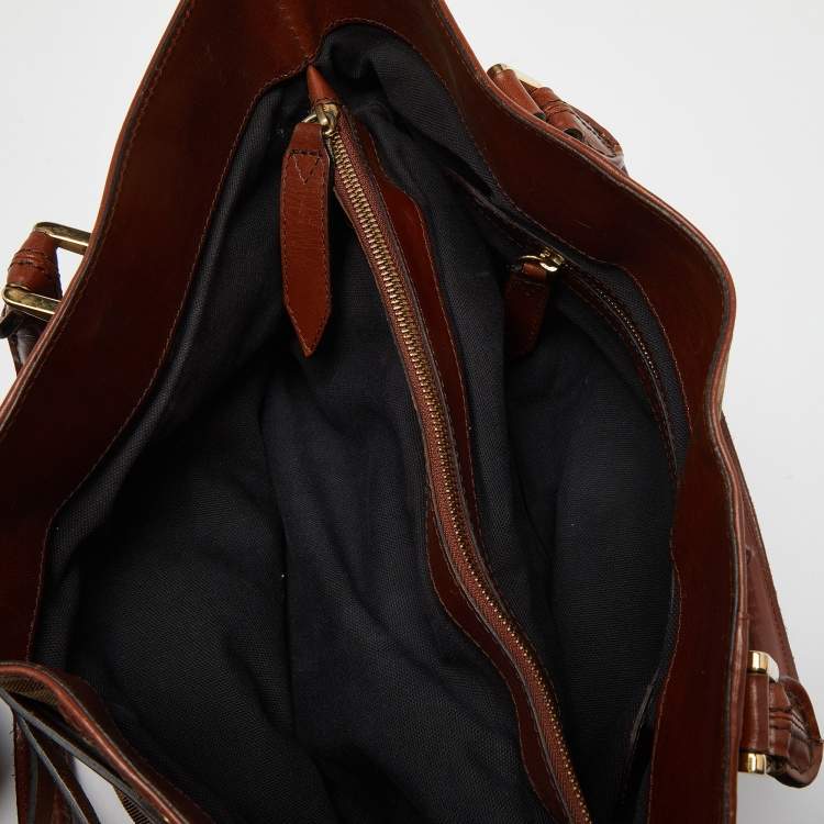 Pre Owned Burberry Beige/Brown House Check Canvas and Leather Medium Bridle Lynher Tote