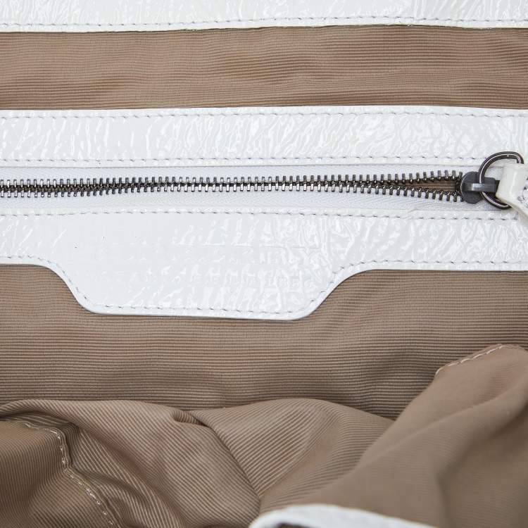 Pre Owned Burberry Beige House Check Canvas and Patent Leather Tote