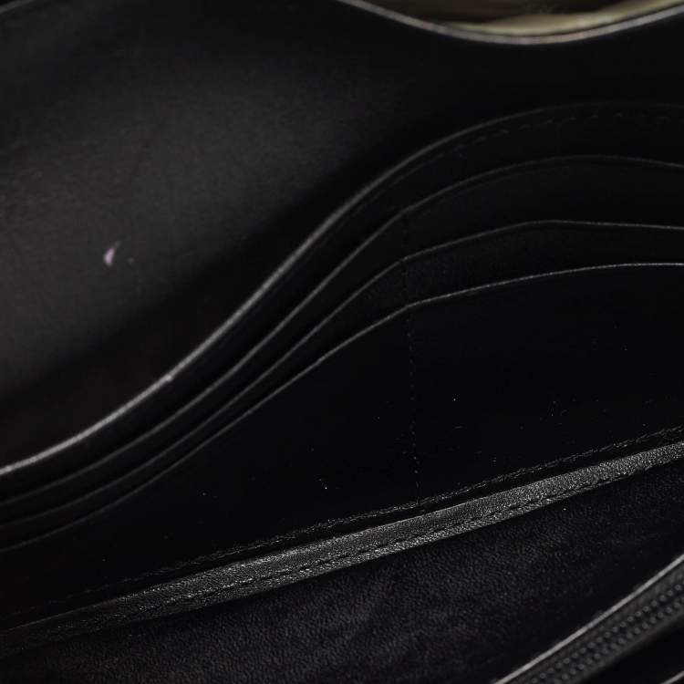 Pre Owned Burberry Black Beige Patent Leather and Coated Canvas Penrose Flap Wallet