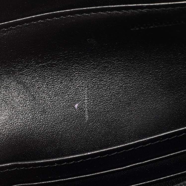 Pre Owned Burberry Black Beige Patent Leather and Coated Canvas Penrose Flap Wallet