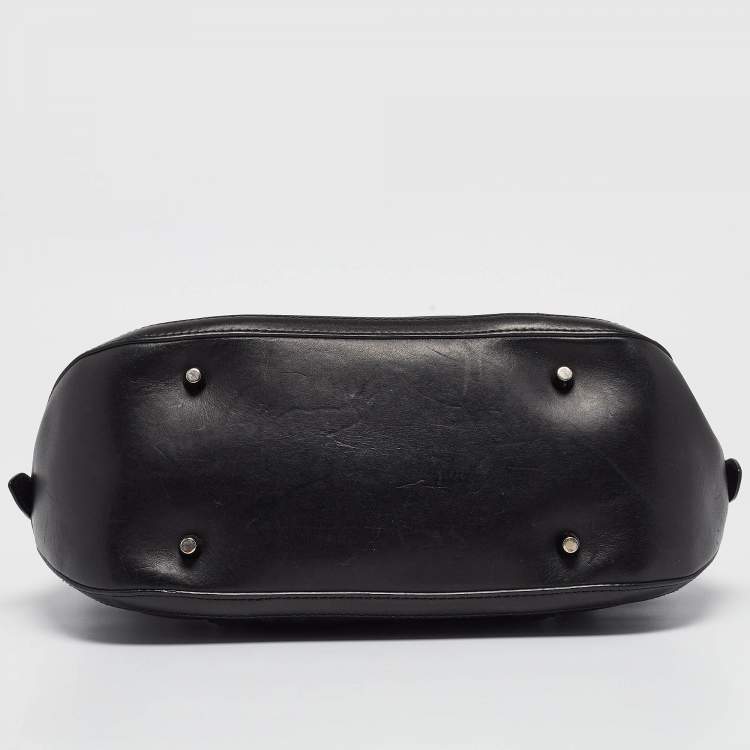 Pre Owned Burberry Black Haymarket Check Nylon and Leather Orchard Bag
