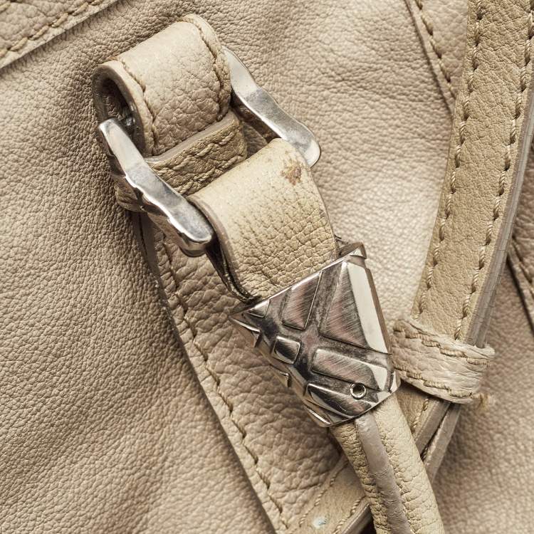 Pre Owned Burberry Grey Leather Ashmore Tote