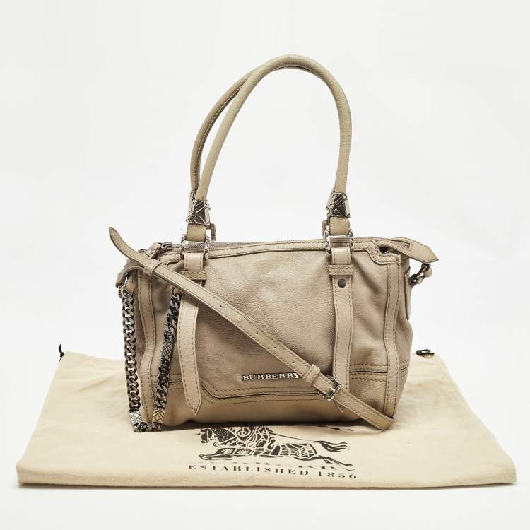 Pre Owned Burberry Grey Leather Ashmore Tote