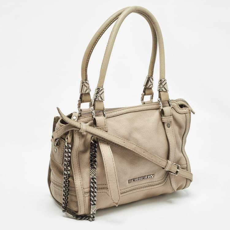 Pre Owned Burberry Grey Leather Ashmore Tote