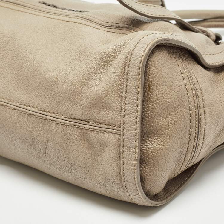 Pre Owned Burberry Grey Leather Ashmore Tote