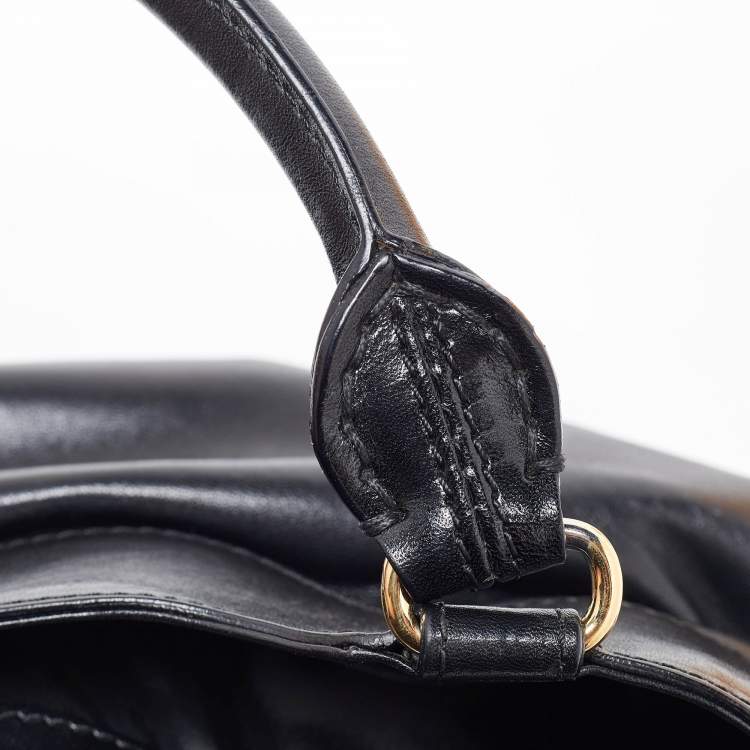 Pre Owned Burberry Black Leather Metal Tote