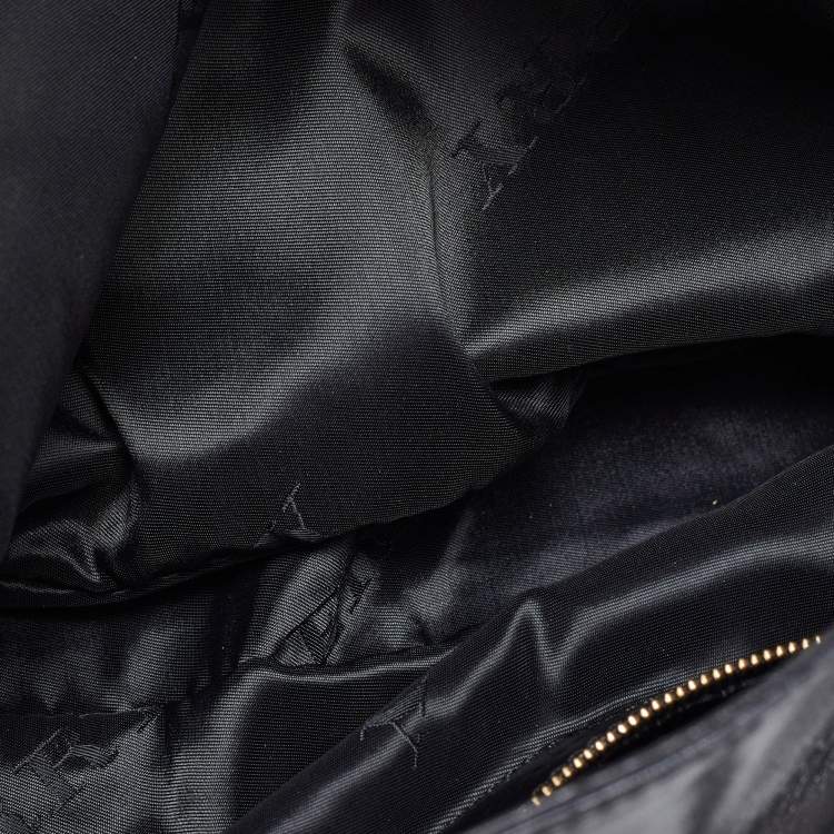 Pre Owned Burberry Black Leather Metal Tote