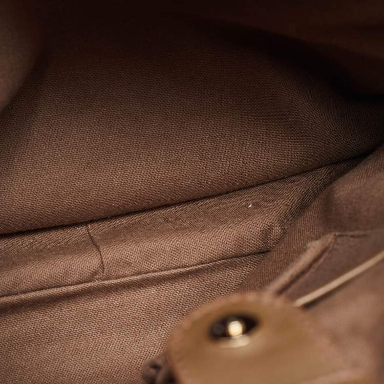 Pre Owned Burberry Two Tone Brown Leather Stitched Bridle Tote