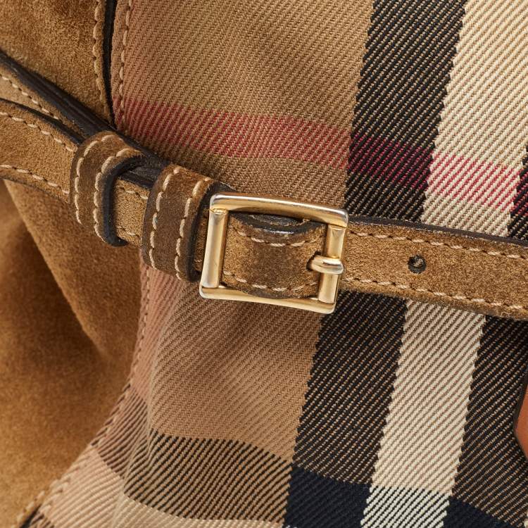 Pre Owned Burberry Multicolor House Check Canvas,Suede and Leather Tote
