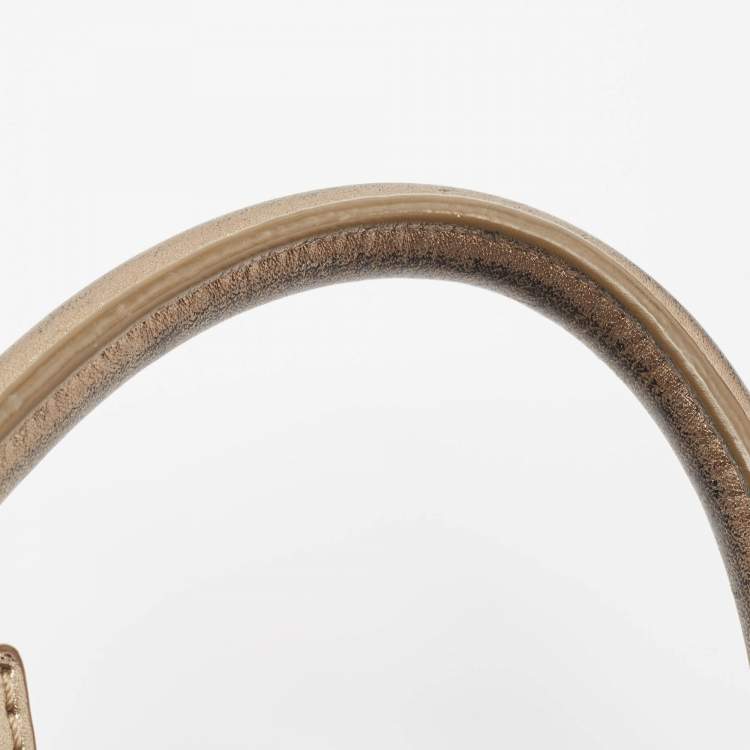 Pre Owned Burberry Metallic Beat Check Shimmer Canvas and Leather Snap Tote