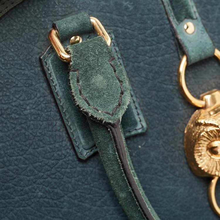 Pre Owned Burberry Dark Green Nubuck Leather Orchard Satchel
