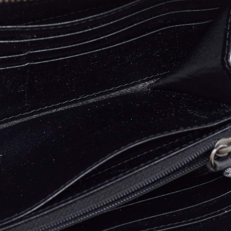 Pre Owned Burberry Grey/Black Patent Leather and Nylon Penrose Flap Wallet