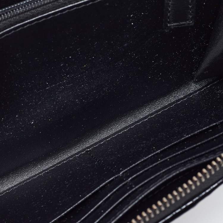 Pre Owned Burberry Grey/Black Patent Leather and Nylon Penrose Flap Wallet