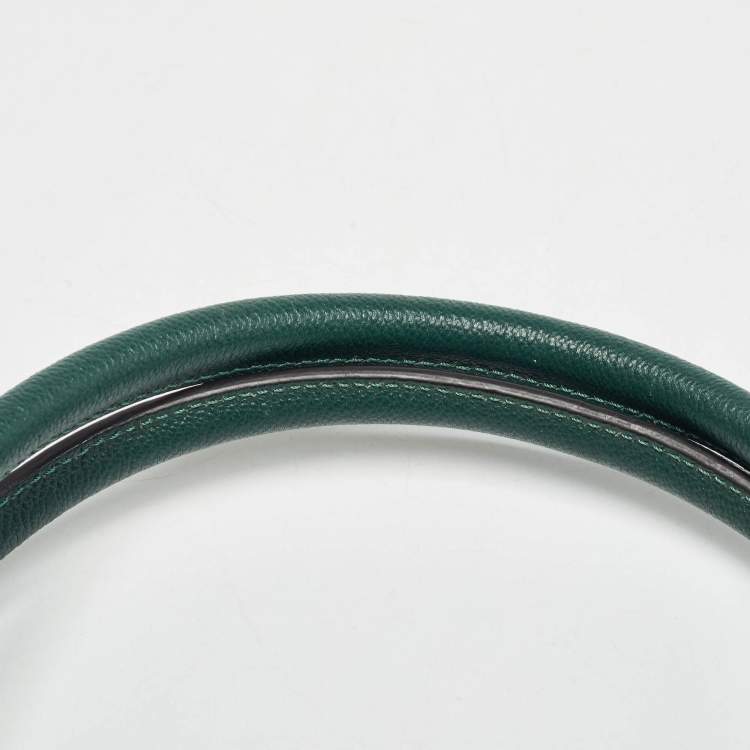 Pre Owned Burberry Green Leather Buckle Tote