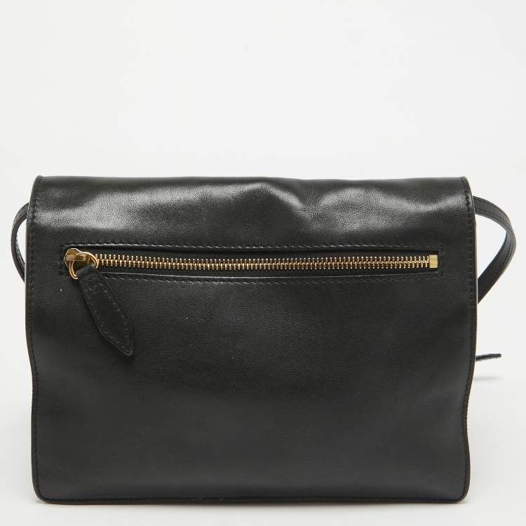 Pre Owned Burberry Black/Beige House Check Fabric and Leather Small Macken Crossbody Bag