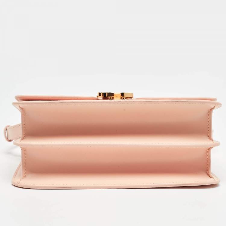Pre Owned Burberry Peach Pink Leather Small TB Shoulder Bag