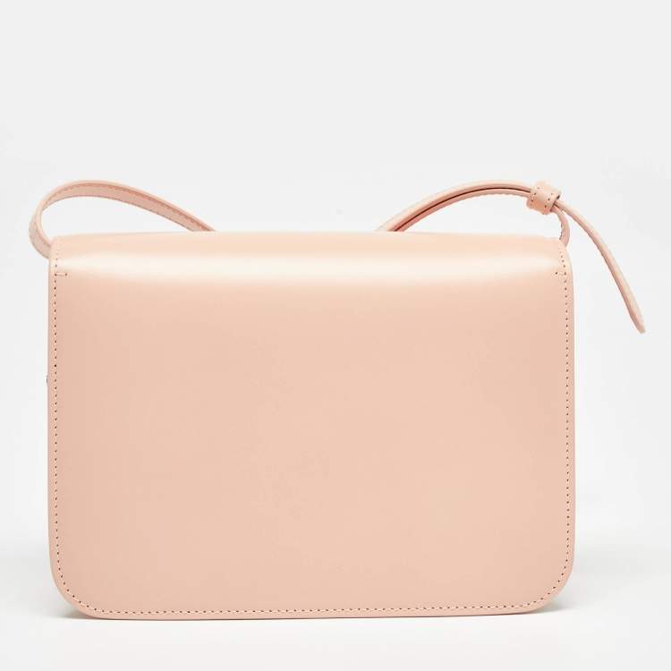 Pre Owned Burberry Peach Pink Leather Small TB Shoulder Bag