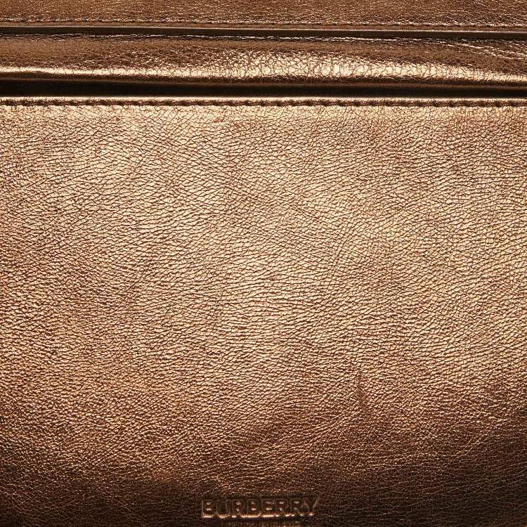 Pre Owned Burberry Bronze Leather Small Studded Olympia Shoulder Bag