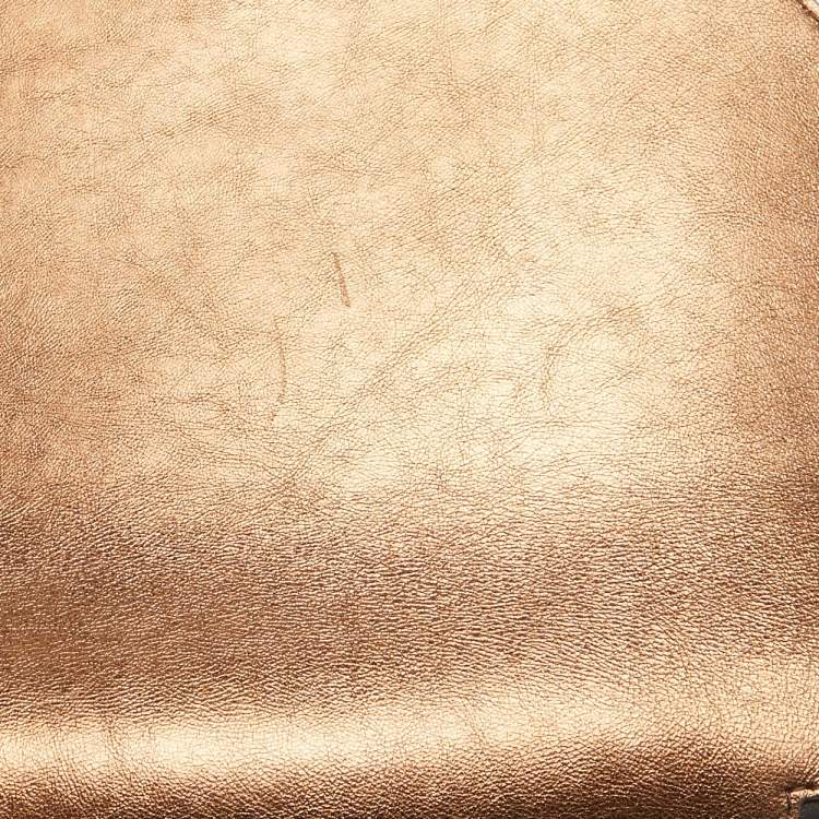 Pre Owned Burberry Bronze Leather Small Studded Olympia Shoulder Bag