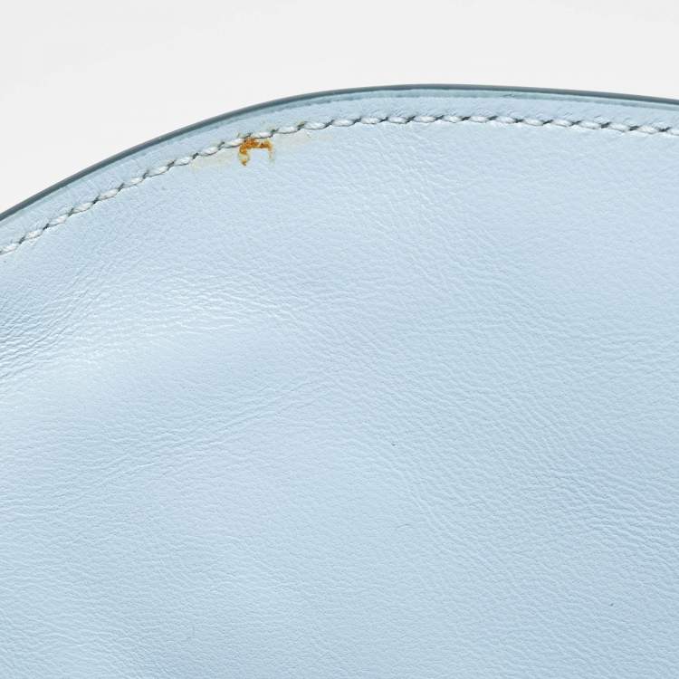 Pre Owned Burberry Pale Blue Leather Small Olympia Chain Shoulder Bag