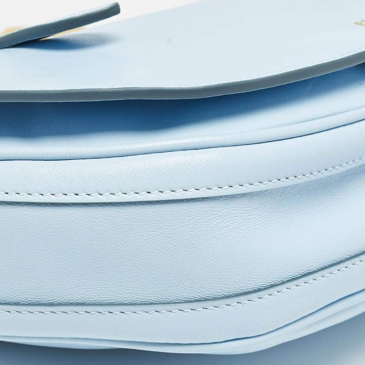 Pre Owned Burberry Pale Blue Leather Small Olympia Chain Shoulder Bag