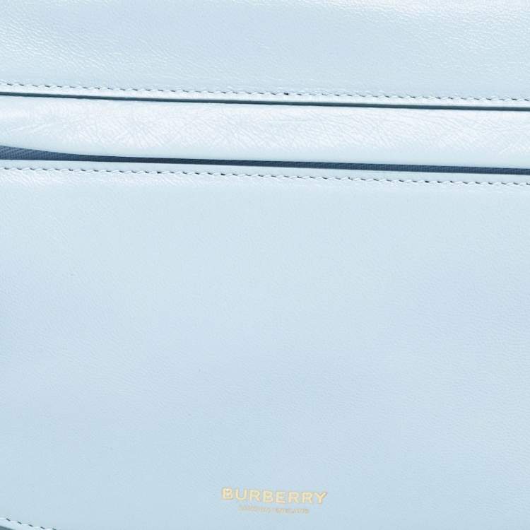 Pre Owned Burberry Pale Blue Leather Small Olympia Chain Shoulder Bag