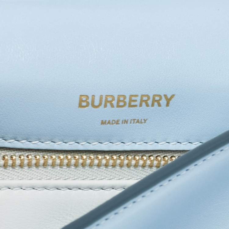 Pre Owned Burberry Pale Blue Leather Small Olympia Chain Shoulder Bag