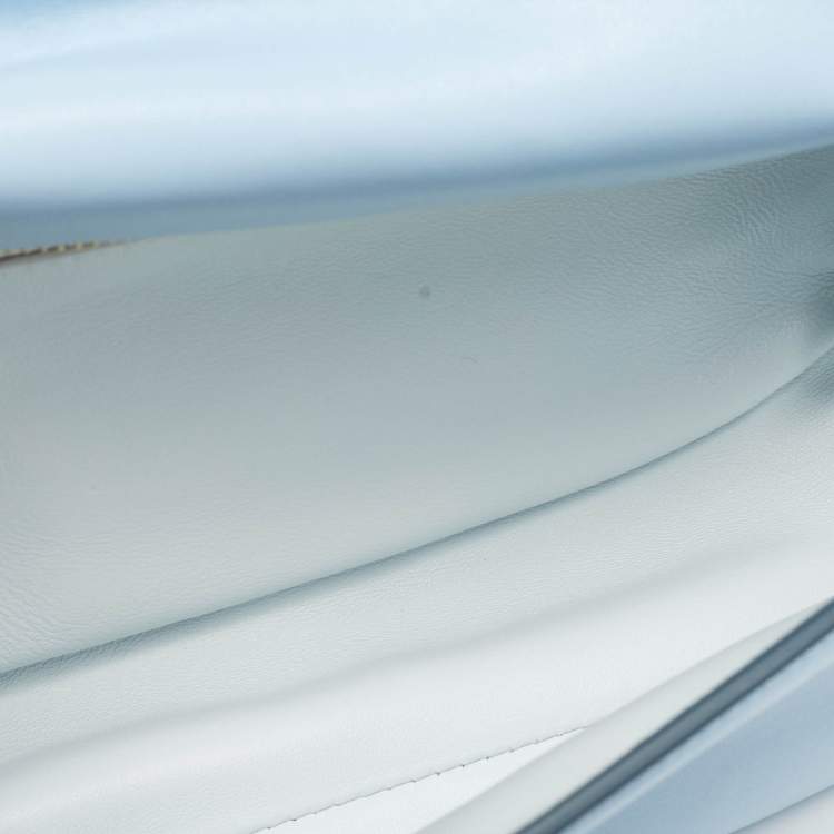 Pre Owned Burberry Pale Blue Leather Small Olympia Chain Shoulder Bag