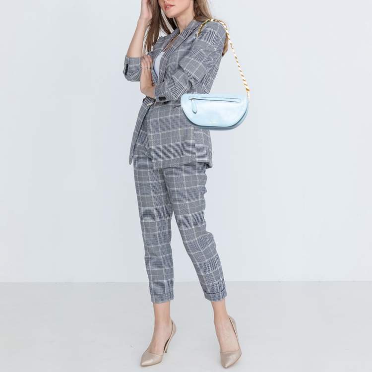 Pre Owned Burberry Pale Blue Leather Small Olympia Chain Shoulder Bag
