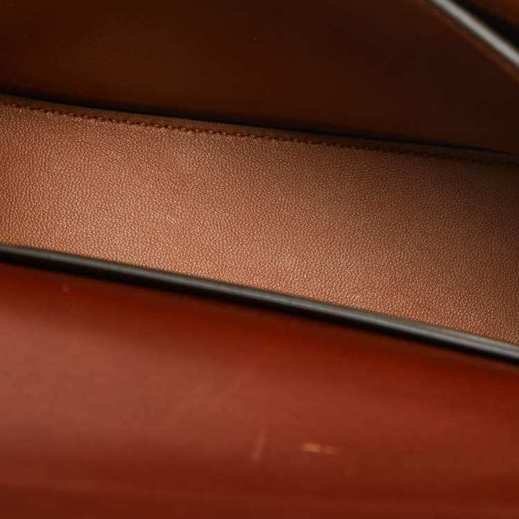 Pre Owned Burberry Brown TB Embossed Leather Small Olympia Shoulder Bag