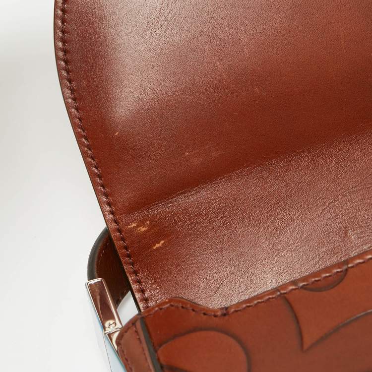 Pre Owned Burberry Brown TB Embossed Leather Small Olympia Shoulder Bag