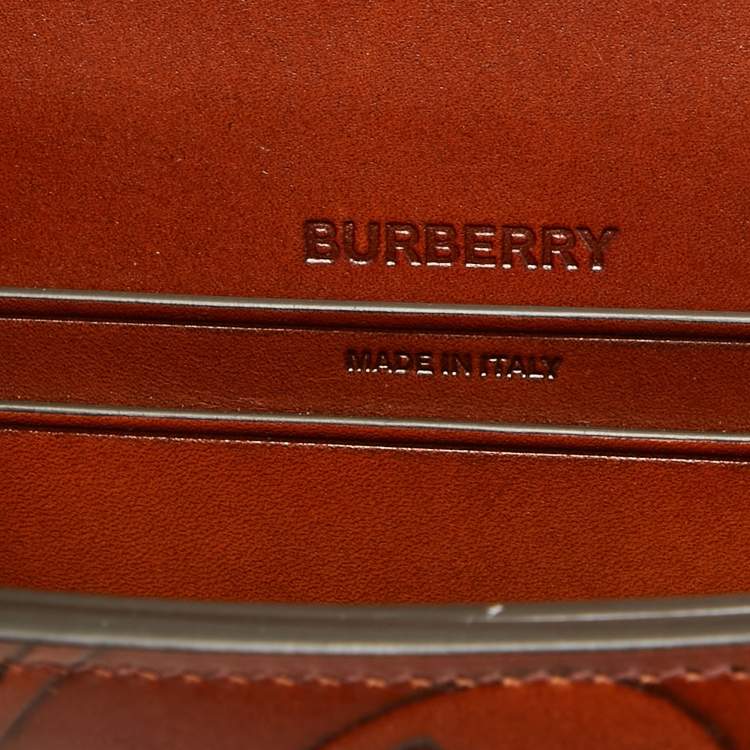Pre Owned Burberry Brown TB Embossed Leather Small Olympia Shoulder Bag