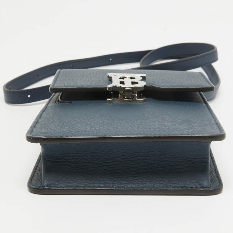 Pre Owned Burberry Blue Leather Robin Crossbody Bag