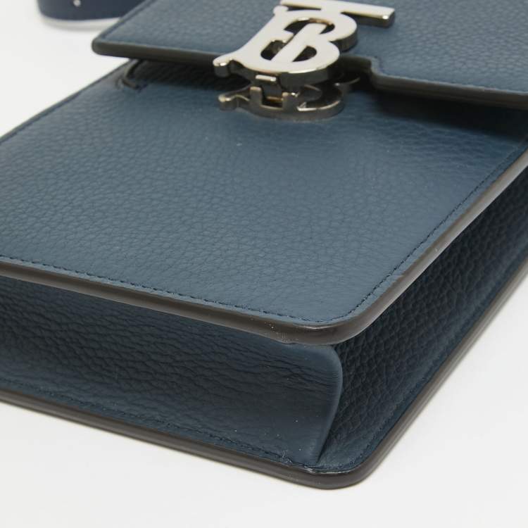 Pre Owned Burberry Blue Leather Robin Crossbody Bag