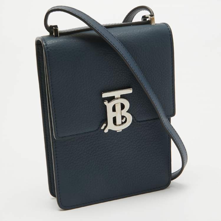 Pre Owned Burberry Blue Leather Robin Crossbody Bag