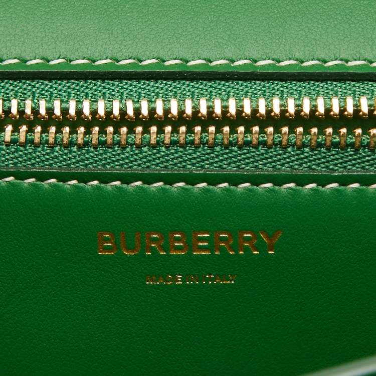 Pre Owned Burberry Green Leather Small TB Shoulder Bag