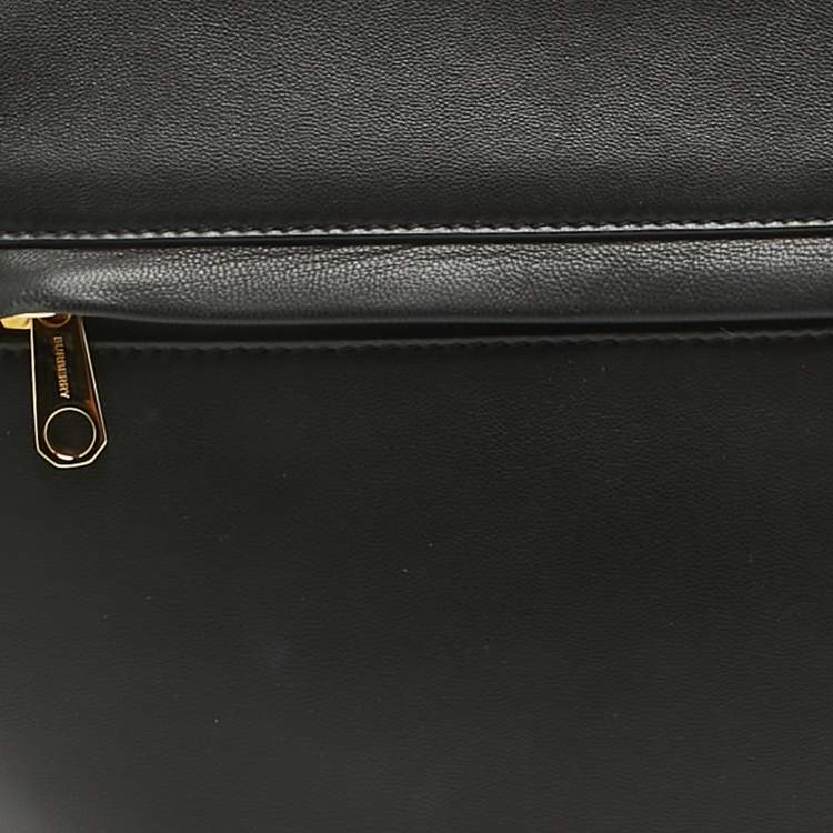 Pre Owned Burberry Black Leather Large Olympia Shoulder Bag