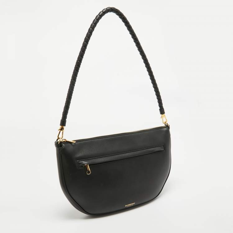 Pre Owned Burberry Black Leather Large Olympia Shoulder Bag