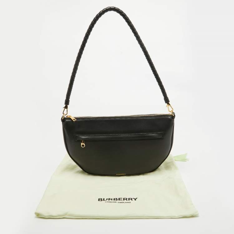 Pre Owned Burberry Black Leather Large Olympia Shoulder Bag
