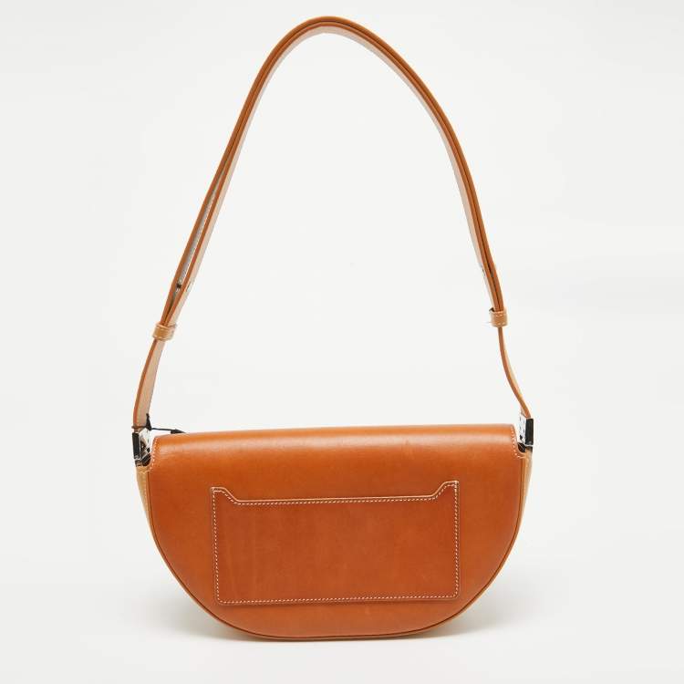 Pre Owned Burberry Pale Orange Leather Small Olympia Shoulder Bag
