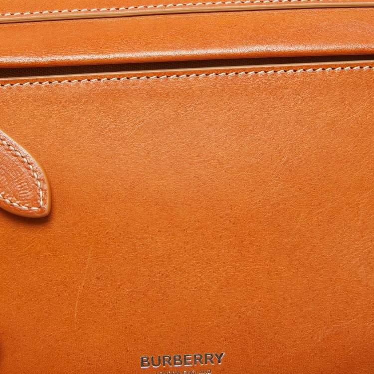 Pre Owned Burberry Pale Orange Leather Small Olympia Shoulder Bag